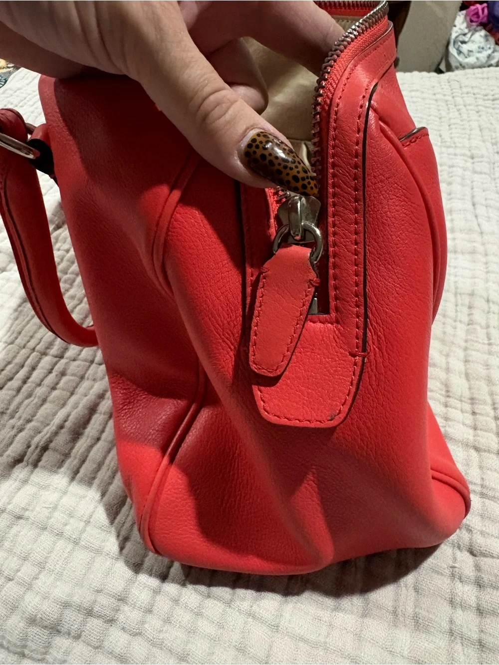 Coach Coral Leather Tote with Tassel Charm